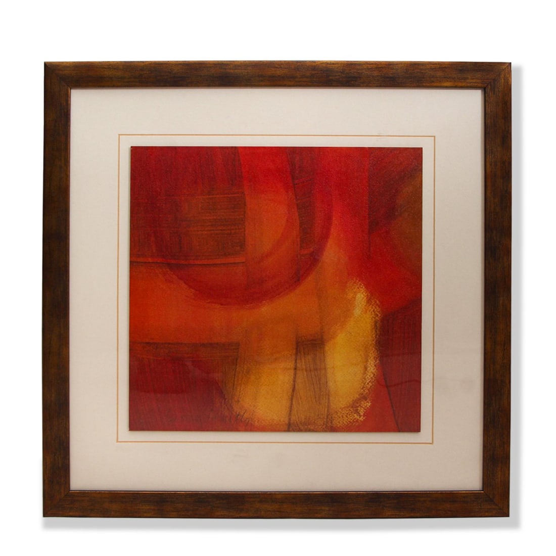 CONTEMPORARY ABSTRACT PRINT: Abstract print, indistinctly signed lower margin. Dimensions: H 19" x W 15" x D 1" Condition: Wear consistent with age and use. Couple of scuffs to frame.