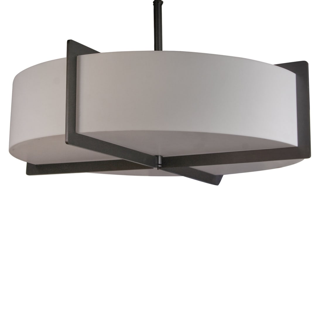 CONTEMPORARY PENDANT LIGHT FIXTURE: Dimensions: H 7" x Dia 28.25" Condition: Wear consistent with age and use. Scuffs, rubs to ceiling side.