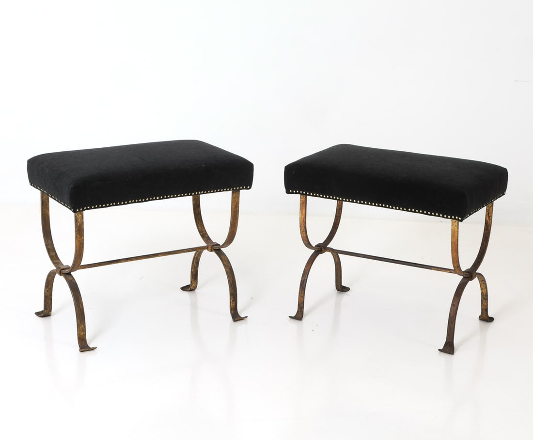 PAIR OF GILT WROUGHT IRON BENCHES (1 of 11)