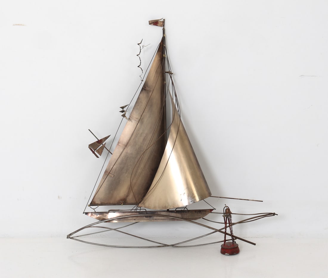 CURTIS JERE METAL SAILBOAT SCULPTURE 1977 (1 of 14)