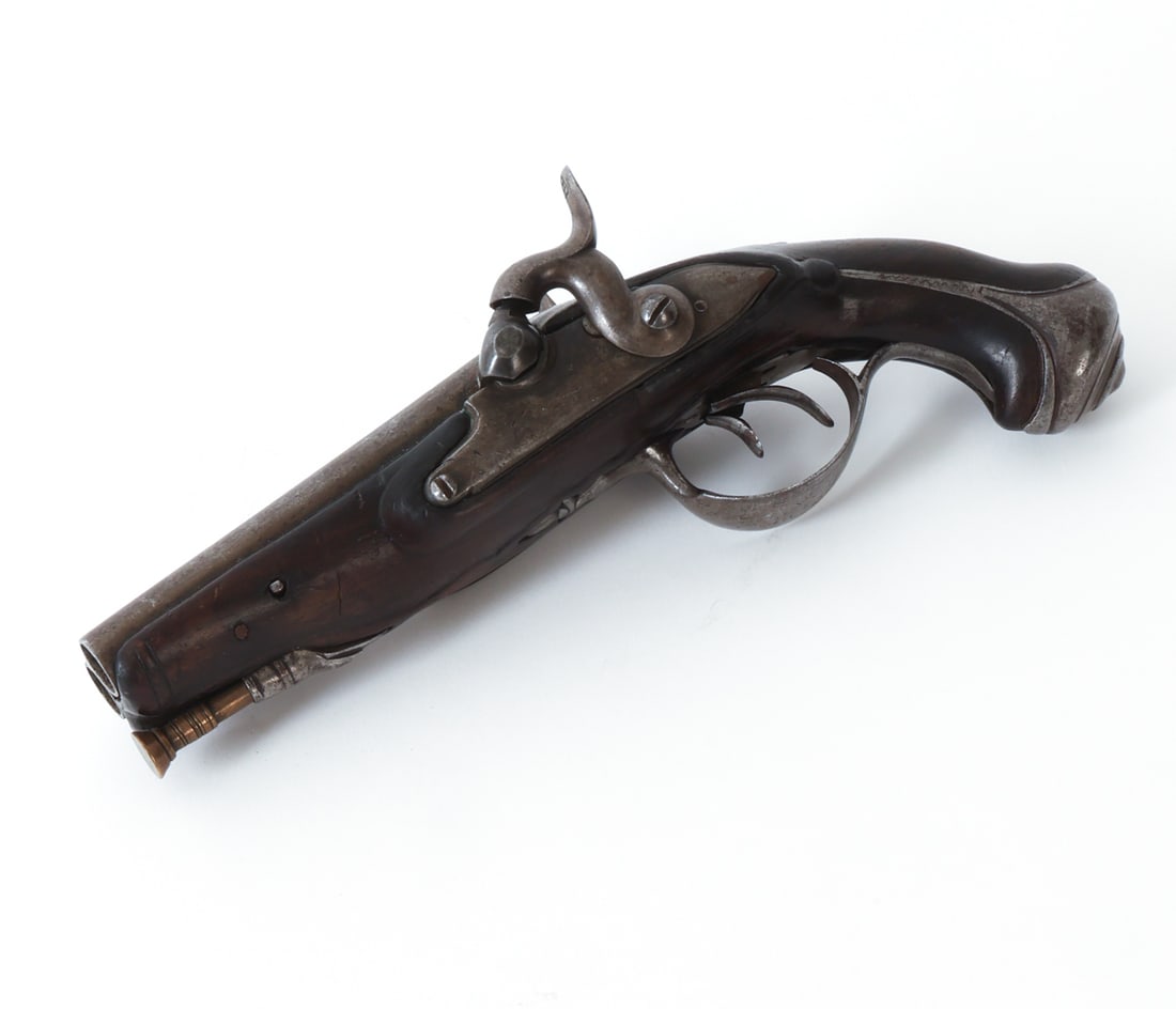 ANTIQUE FLINT LOCK BOUBLE BARREL PISTOL (1 of 16)