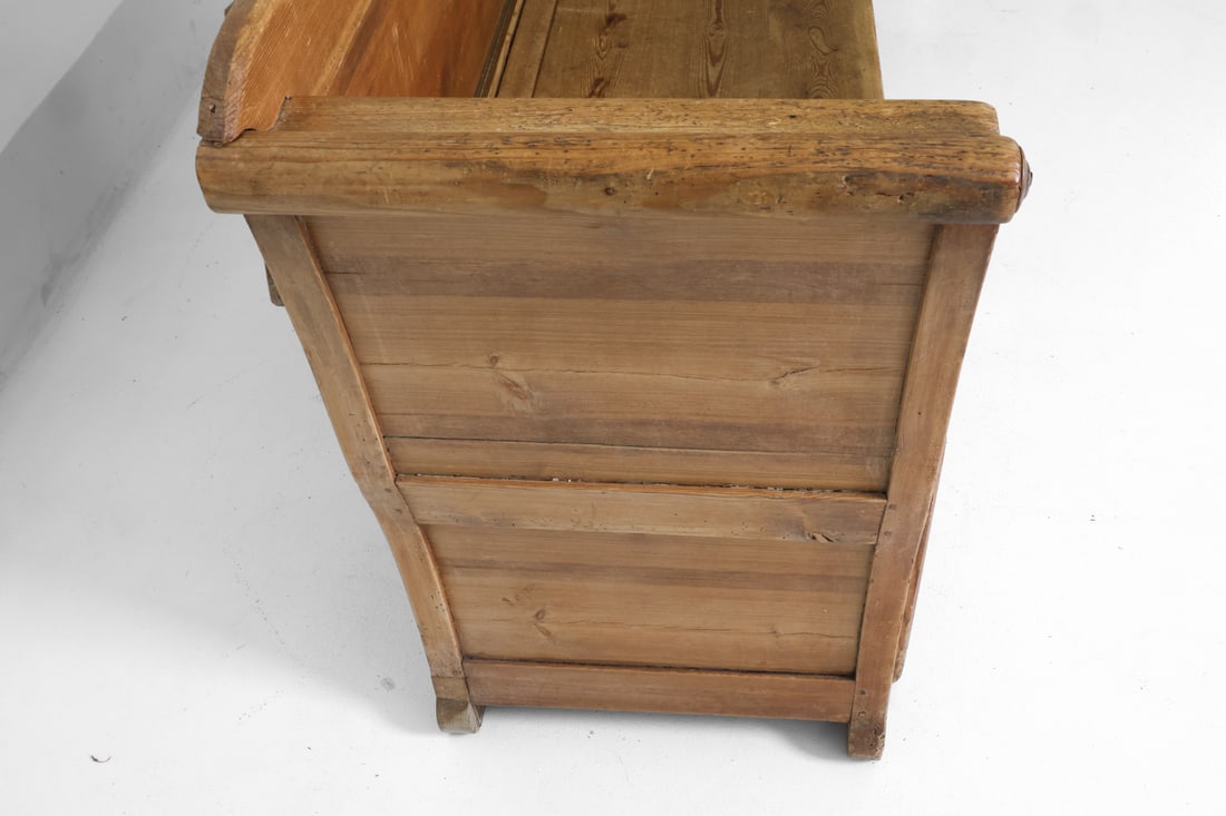 ANTIQUE SWEDISH PINE STORAGE BENCH - 12