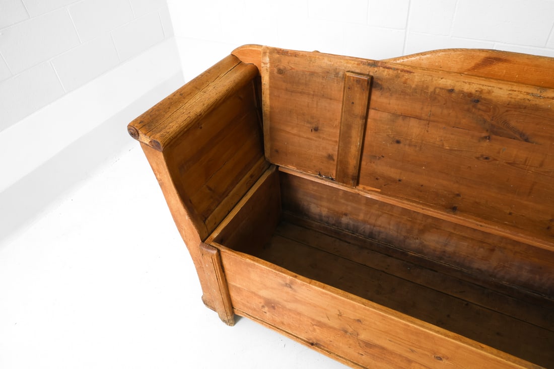 ANTIQUE SWEDISH PINE STORAGE BENCH - 15