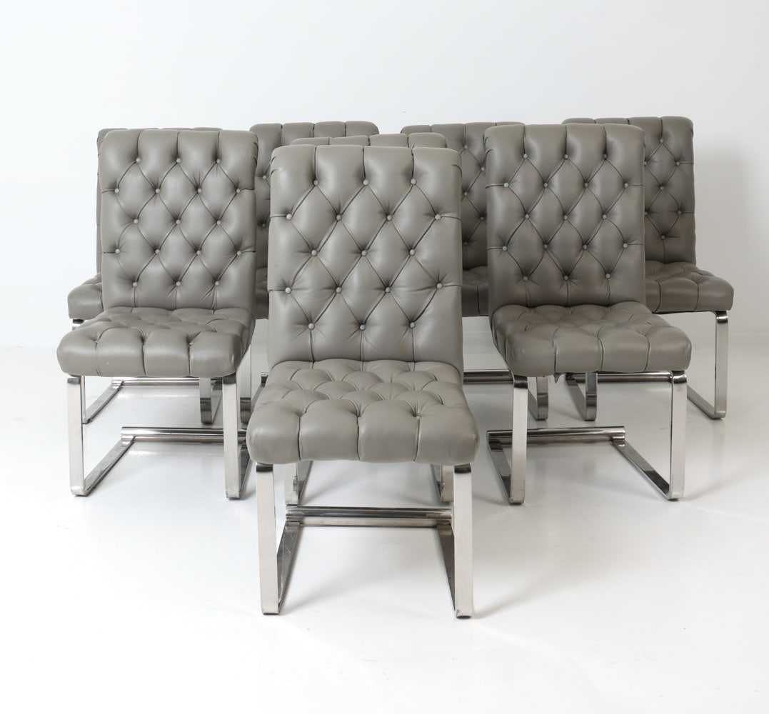 (8) MANNER OF PACE TUFTED CHROME BASE CHAIRS (1 of 15)