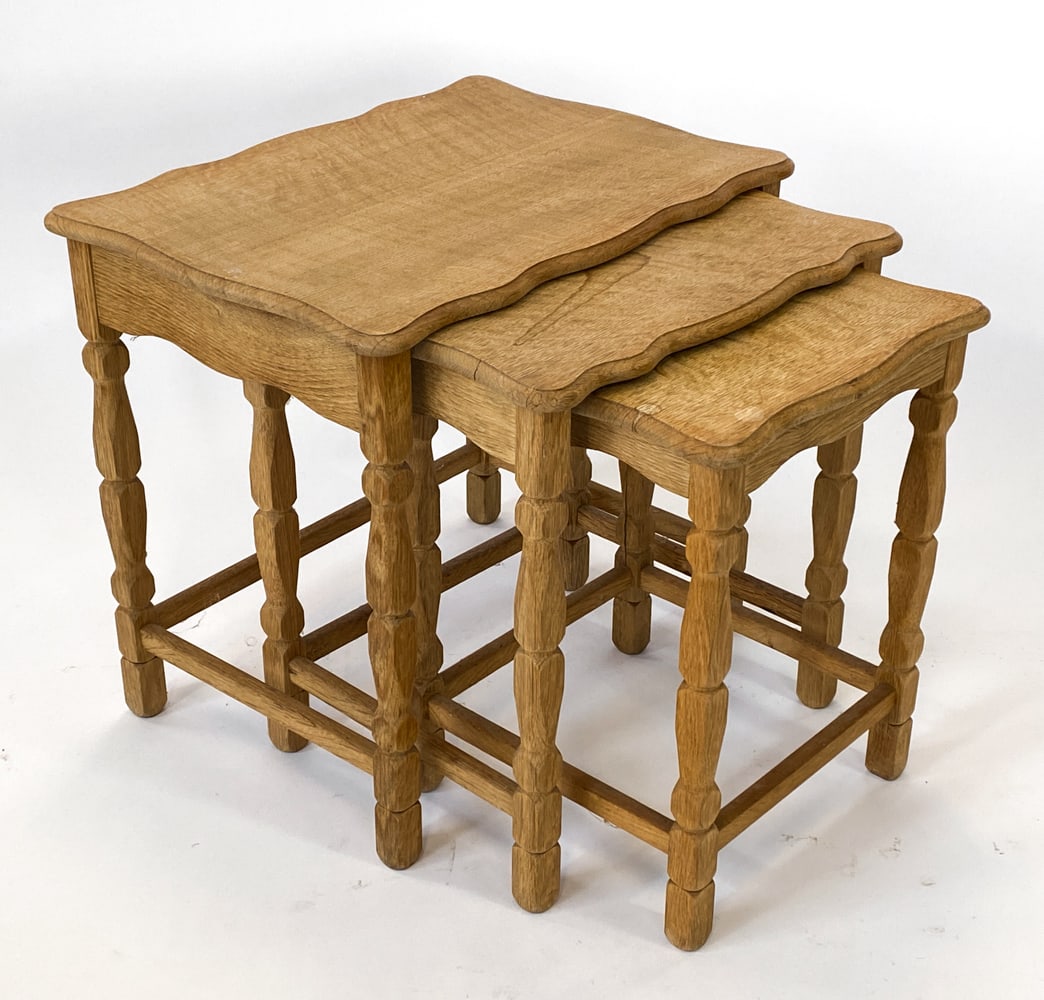 STYLE OF KJAERNULF DANISH OAK NESTING TABLES 1970S (1 of 14)