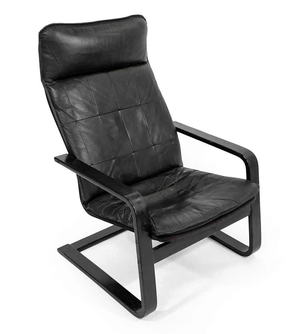 IKEA "KIMSTA" SWEDISH LEATHER EASY CHAIR C. 1990S (1 of 10)