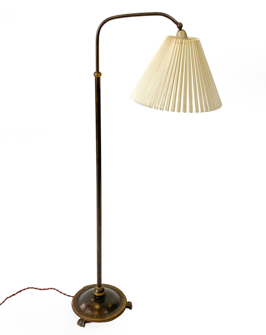 SCANDINAVIAN BRASS & STEEL FLOOR LAMP C. 1940S (1 of 8)