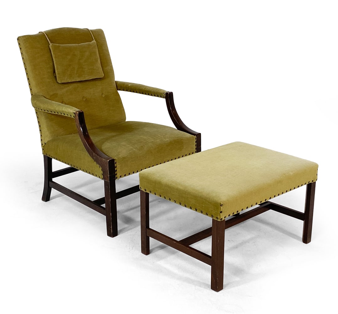 OLE WANSCHER STYLE DANISH LOUNGE CHAIR & OTTOMAN (1 of 18)