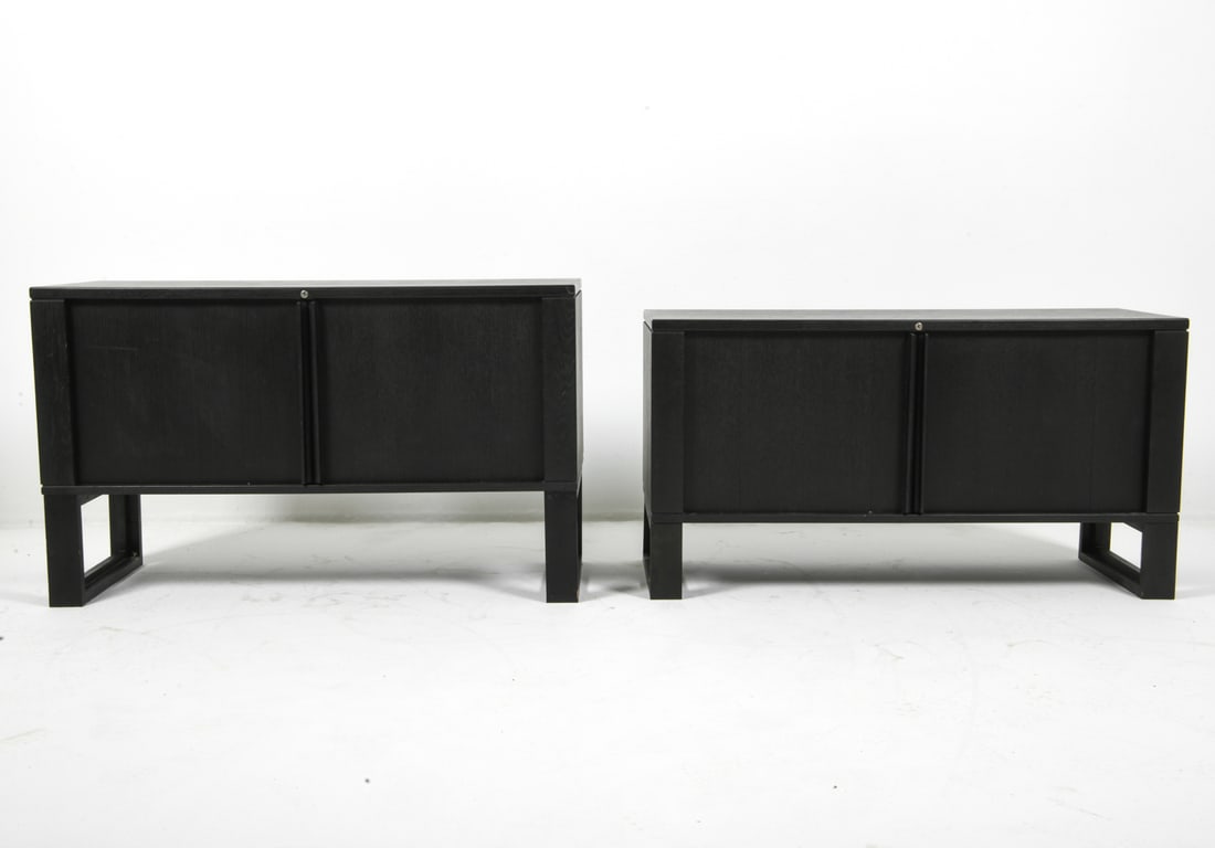 PAIR OF DANISH PAINTED OAK TAMBOUR CABINETS 1970S (1 of 10)