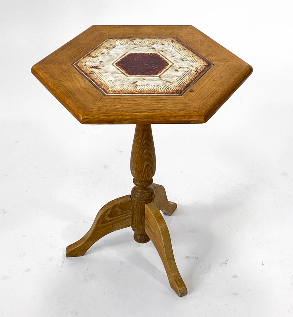 STYLE OF HENNING KJAERNULF OAK & TILE SIDE TABLE (1 of 8)