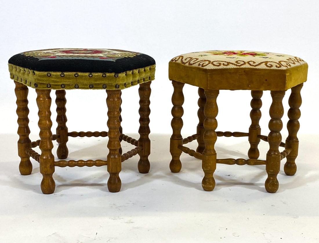 (2) SCANDINAVIAN OAK STOOLS C. 1940S (1 of 12)