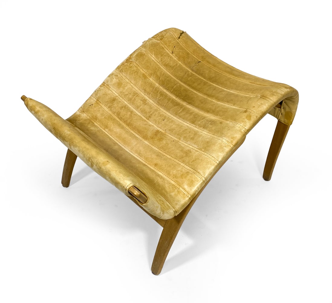 BRUNO MATHSSON "PERNILLA" BEECH & LEATHER OTTOMAN (1 of 14)