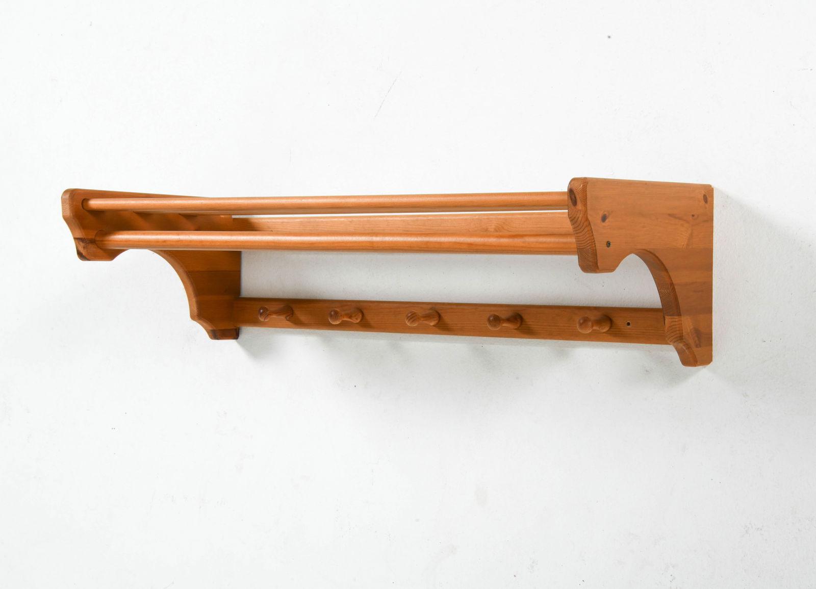 SWEDISH PINE WALL COAT RACK C. 1970S (1 of 7)