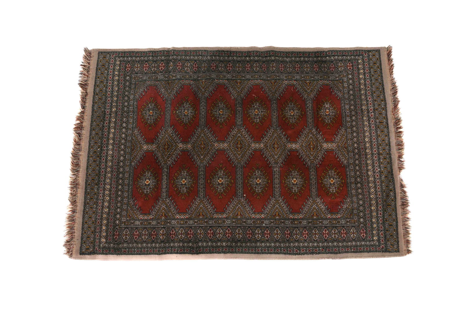 HAND-KNOTTED AFGHAN BOKHARA WOOL RUG (1 of 9)