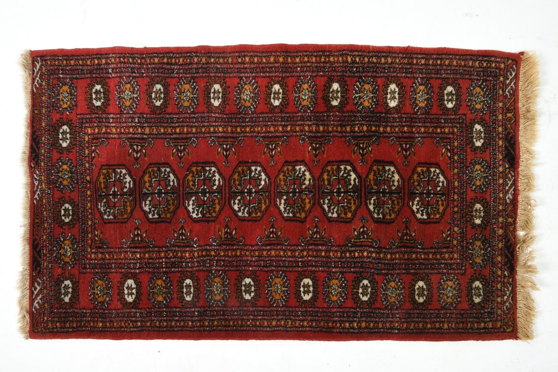 HAND-KNOTTED AFGHAN BOKHARA WOOL RUG (1 of 8)