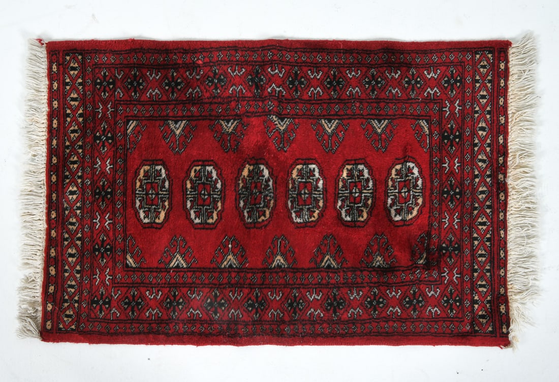 HAND-KNOTTED AFGHAN BOKHARA WOOL RUG (1 of 7)