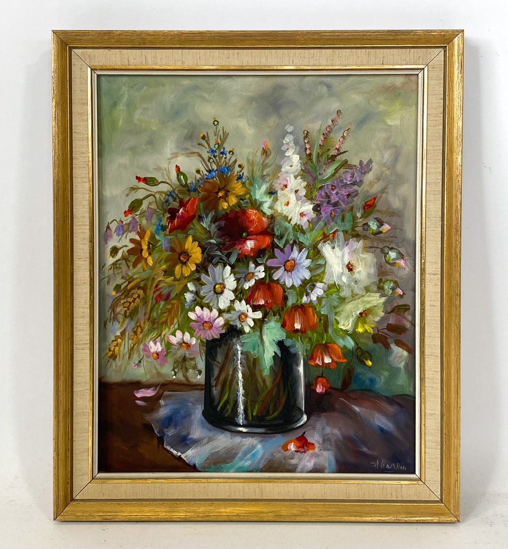 HARRIET HANSEN (20TH C.) STILL LIFE FLOWERS O/C (1 of 6)