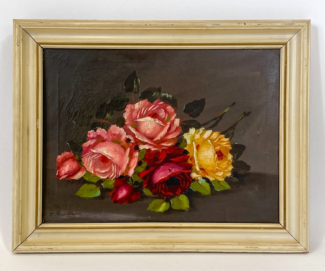DANISH STILL LIFE FLOWERS O/C 20TH C. (1 of 5)