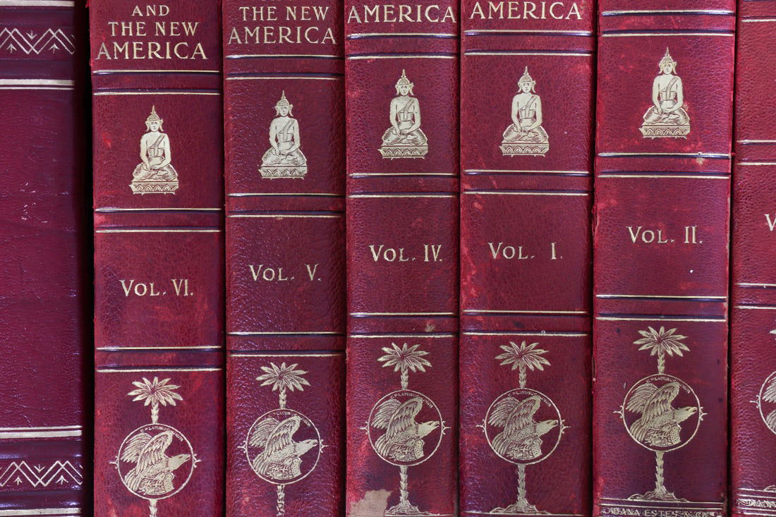 LARGE ANTIQUE LEATHERBOUND BOOK GROUPING - 11