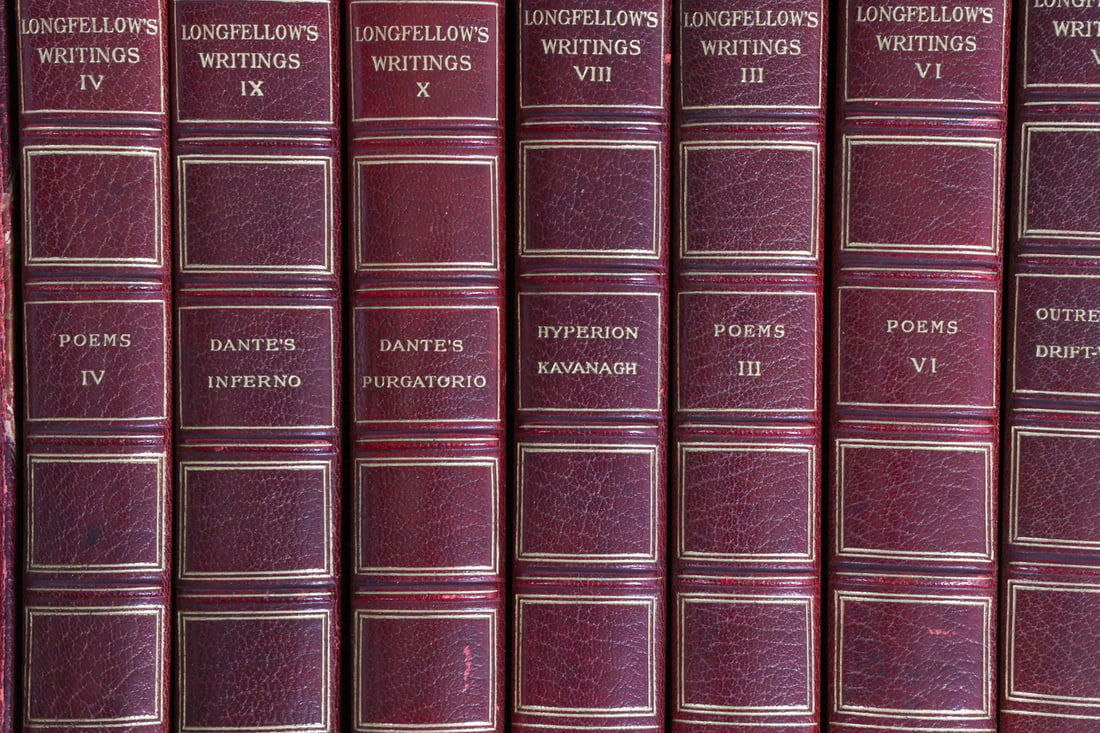 LARGE ANTIQUE LEATHERBOUND BOOK GROUPING - 12