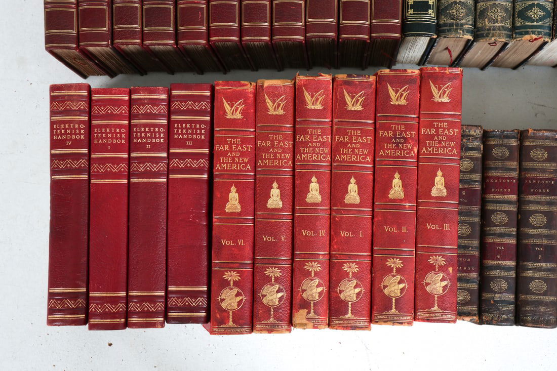 LARGE ANTIQUE LEATHERBOUND BOOK GROUPING - 2