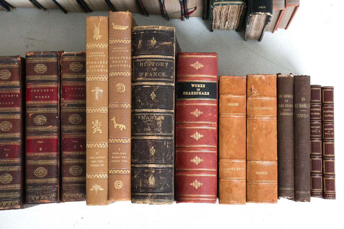 LARGE ANTIQUE LEATHERBOUND BOOK GROUPING - 4