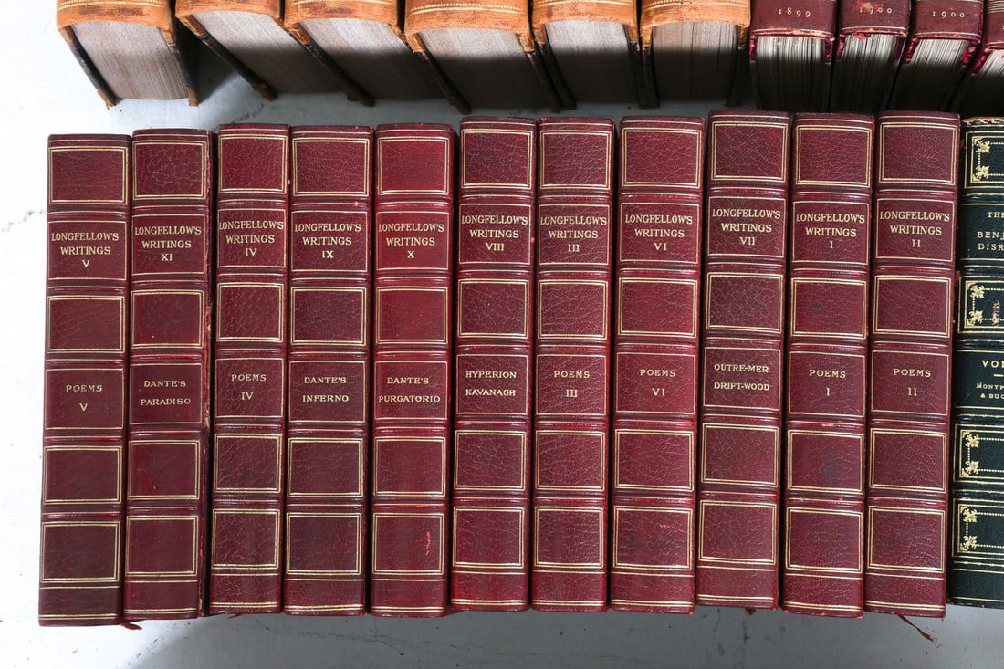 LARGE ANTIQUE LEATHERBOUND BOOK GROUPING - 5