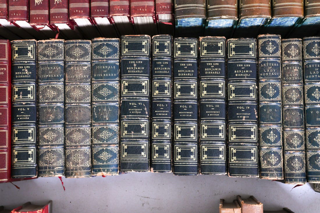 LARGE ANTIQUE LEATHERBOUND BOOK GROUPING - 6