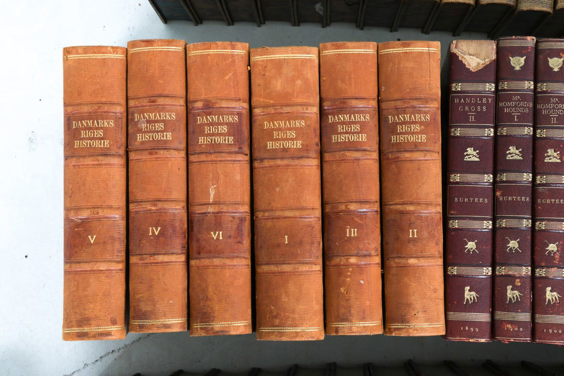 LARGE ANTIQUE LEATHERBOUND BOOK GROUPING - 7