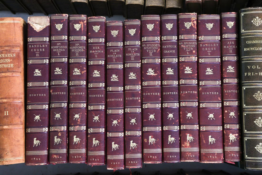 LARGE ANTIQUE LEATHERBOUND BOOK GROUPING - 8