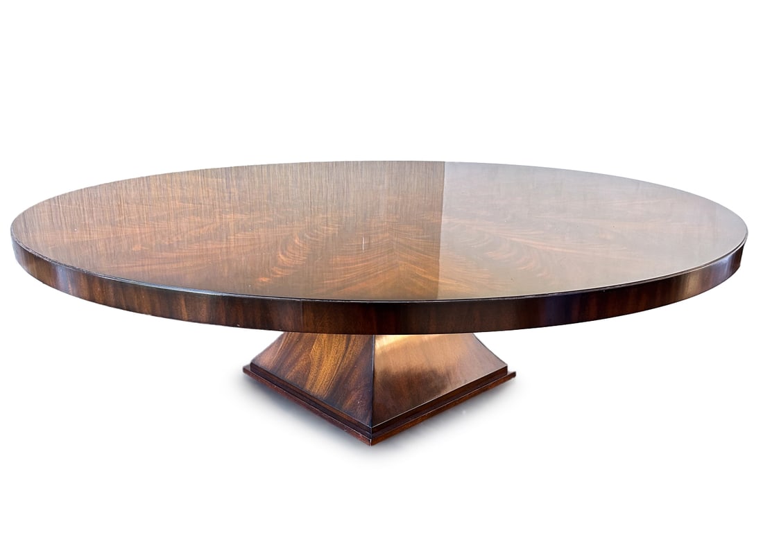 LARGE CUSTOM ROUND MAHOGANY DINING TABLE - 2
