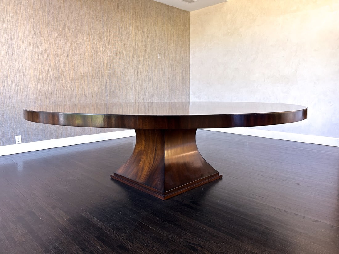 LARGE CUSTOM ROUND MAHOGANY DINING TABLE - 4