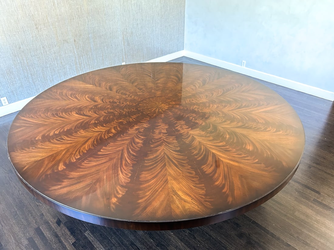 LARGE CUSTOM ROUND MAHOGANY DINING TABLE - 5
