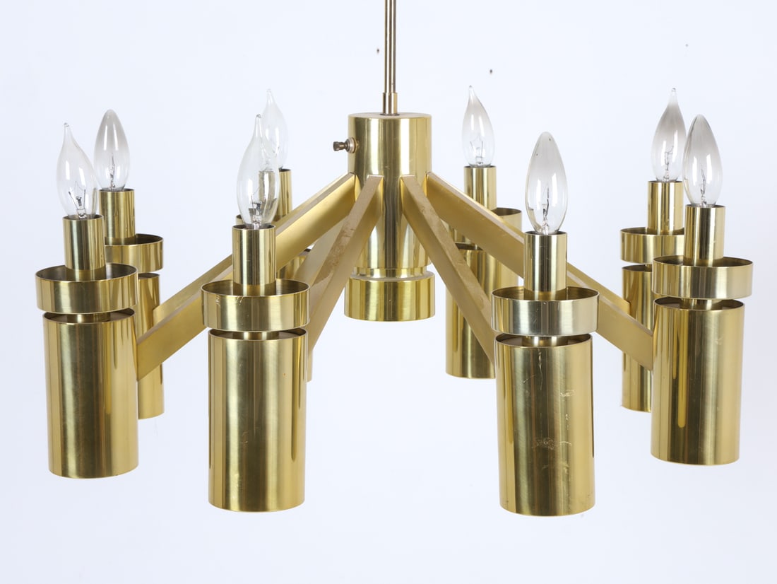 MID-CENTURY BRASS TONE CHANDELIER (1 of 12)