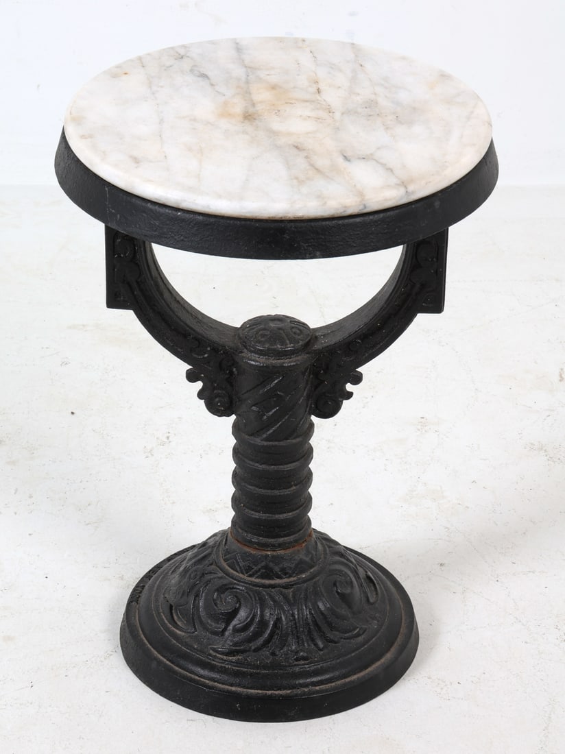 ANTIQUE CAST IRON & MARBLE BOILER STAND TABLE (1 of 11)