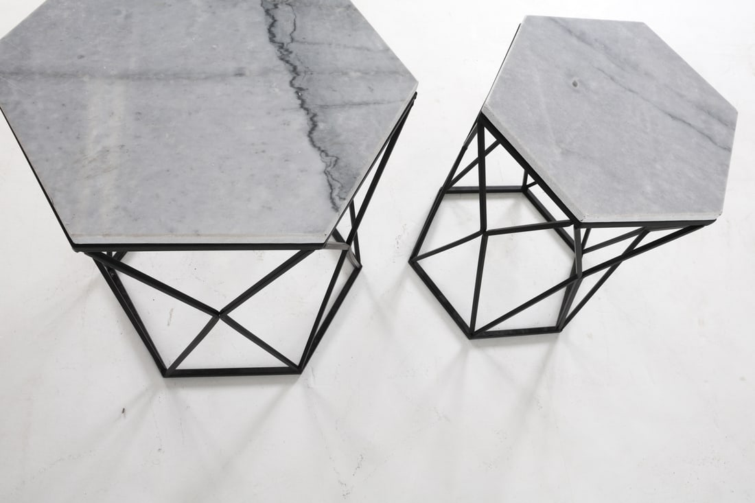 CONTEMPORARY MARBLE TOP SIDE TABLES - 10