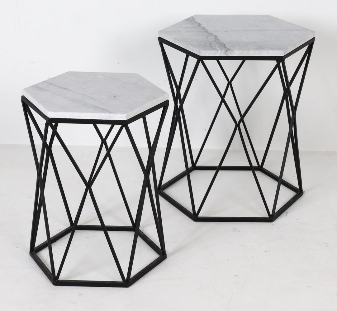 CONTEMPORARY MARBLE TOP SIDE TABLES (1 of 12)
