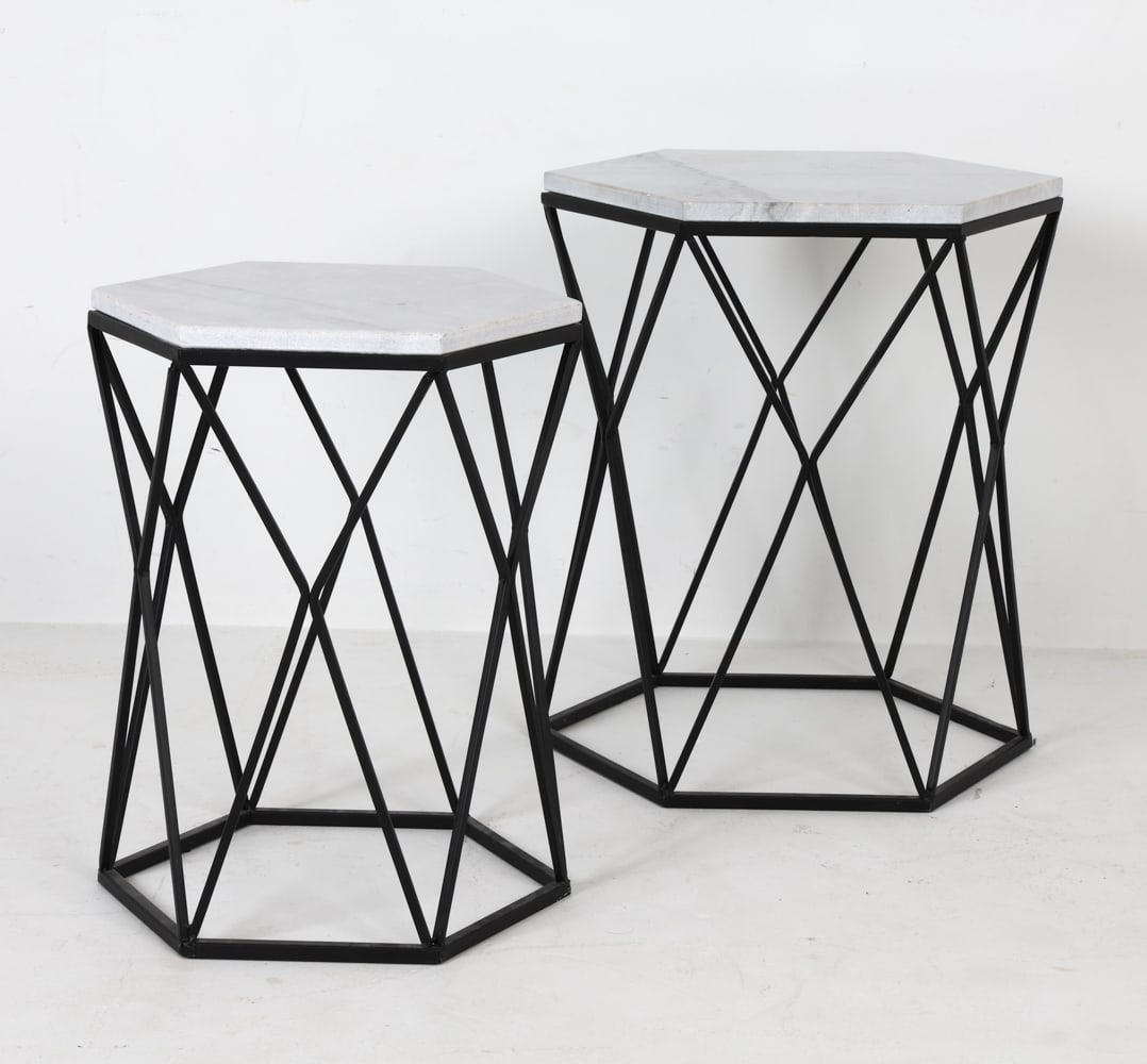 CONTEMPORARY MARBLE TOP SIDE TABLES - 2