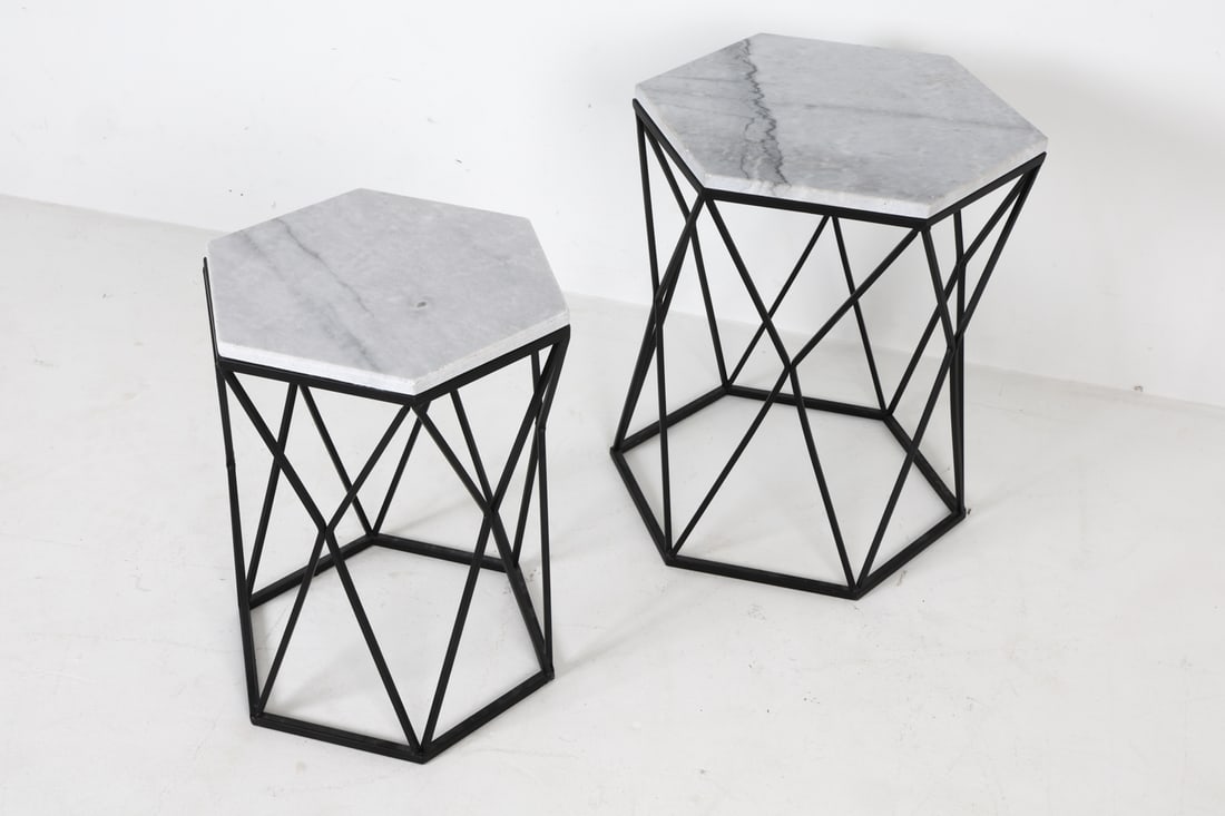 CONTEMPORARY MARBLE TOP SIDE TABLES - 3