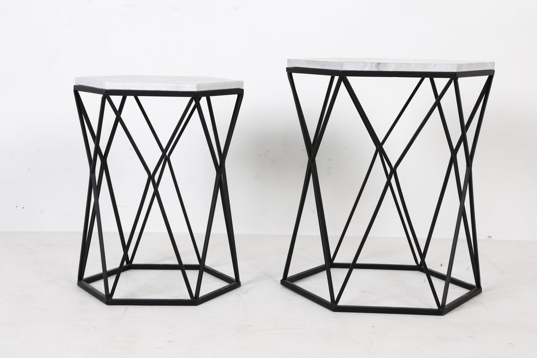 CONTEMPORARY MARBLE TOP SIDE TABLES - 5