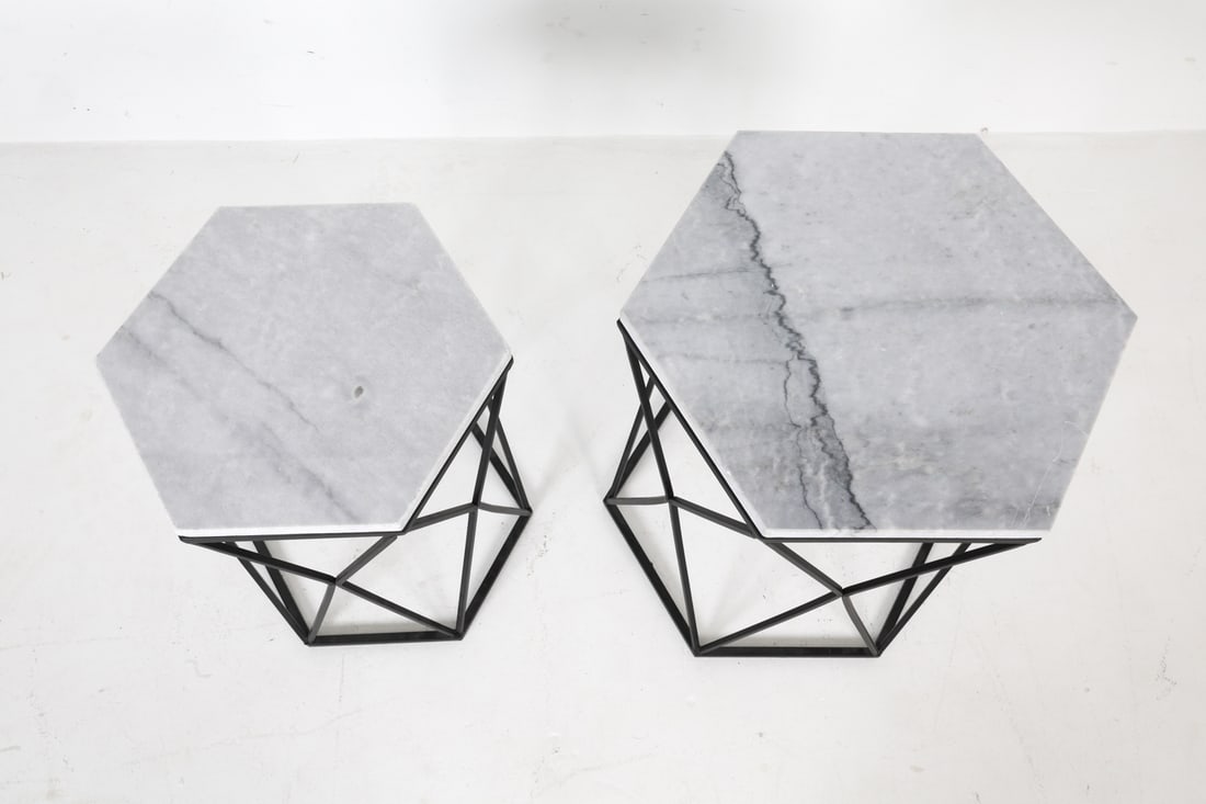 CONTEMPORARY MARBLE TOP SIDE TABLES - 6