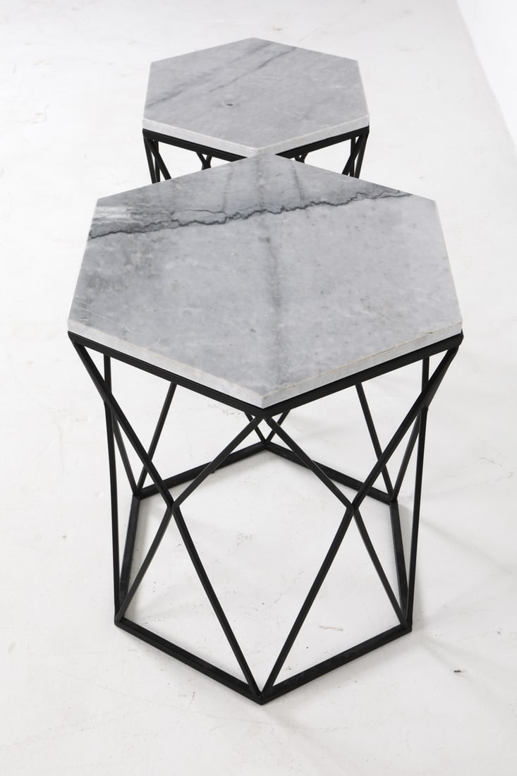 CONTEMPORARY MARBLE TOP SIDE TABLES - 9