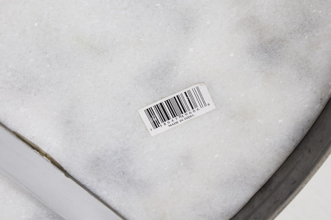 ROUND MARBLE TOP CHROME SIDE TABLE - 12