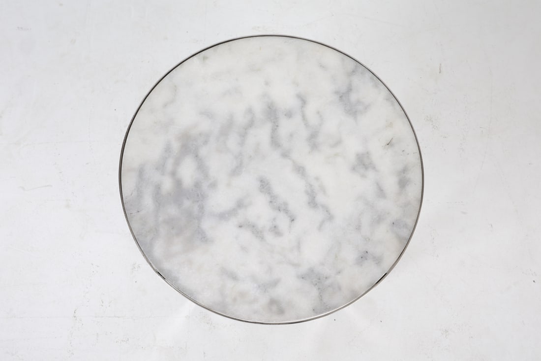 ROUND MARBLE TOP CHROME SIDE TABLE - 3