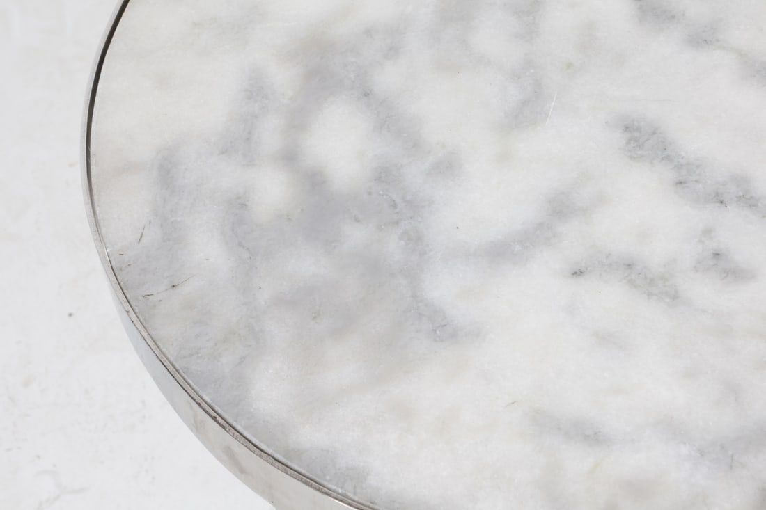 ROUND MARBLE TOP CHROME SIDE TABLE - 4