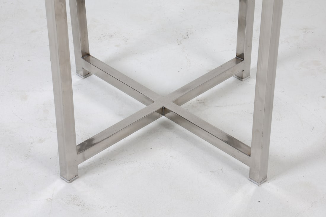 ROUND MARBLE TOP CHROME SIDE TABLE - 5