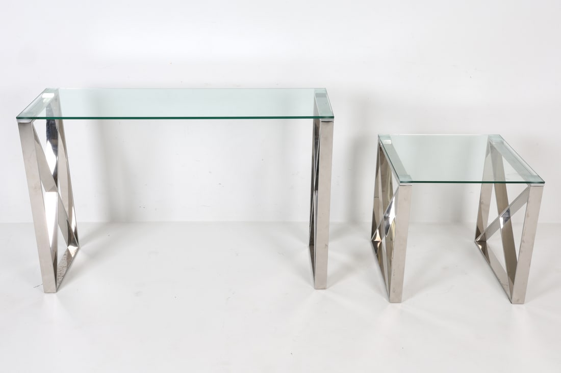 CHROME CONSOLE AND SIDE TABLE GROUPING - 2