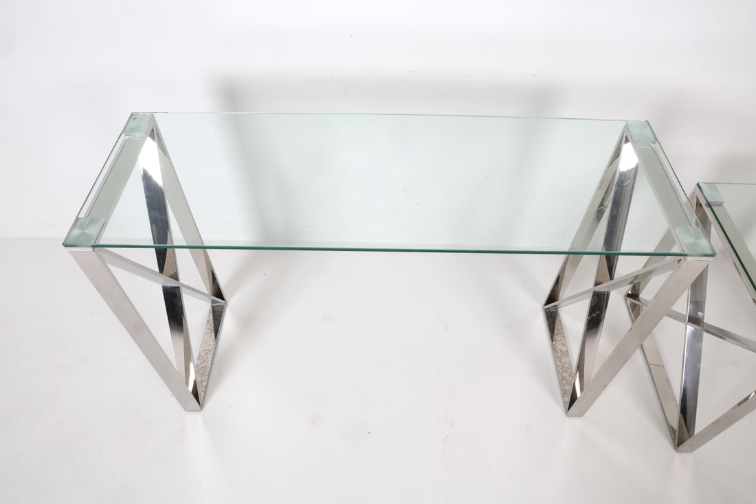 CHROME CONSOLE AND SIDE TABLE GROUPING - 4
