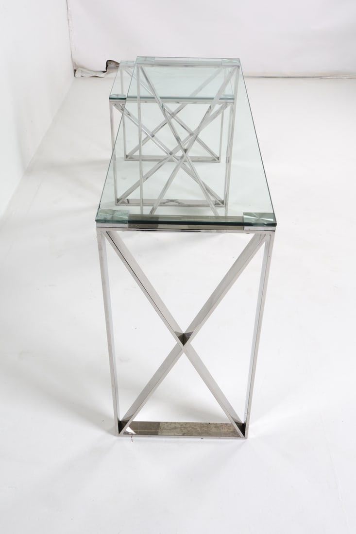 CHROME CONSOLE AND SIDE TABLE GROUPING - 8