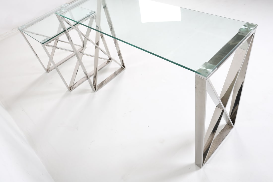 CHROME CONSOLE AND SIDE TABLE GROUPING - 9